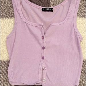 Lavender button down crop top